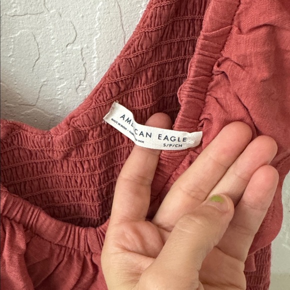 American Eagle Sunchaser Knit Drop Waist Midi Dress Small Pink Red - Picture 6 of 6